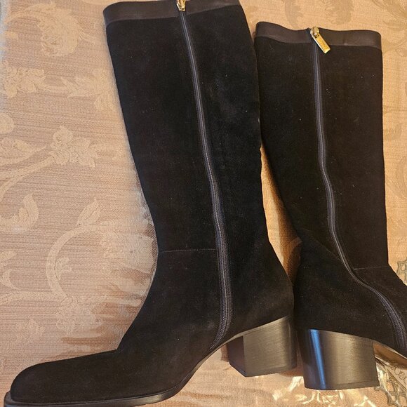 Monica Magli Leather Black Riding Boots - Picture 8 of 16
